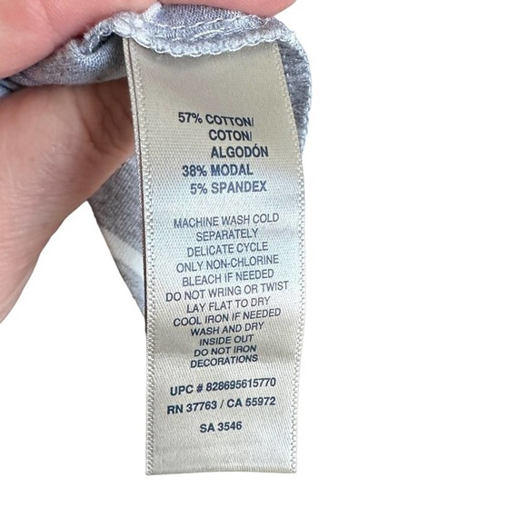 Rafaella - Short Sleeve Drawstring Waist Dress, Gray and white, size XL - Picture 9 of 11